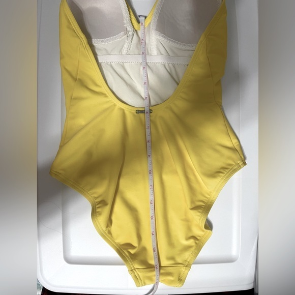 Anne Cole Pale Yellow Stretchy Halter Top One Piece Swimsuit - Picture 6 of 9